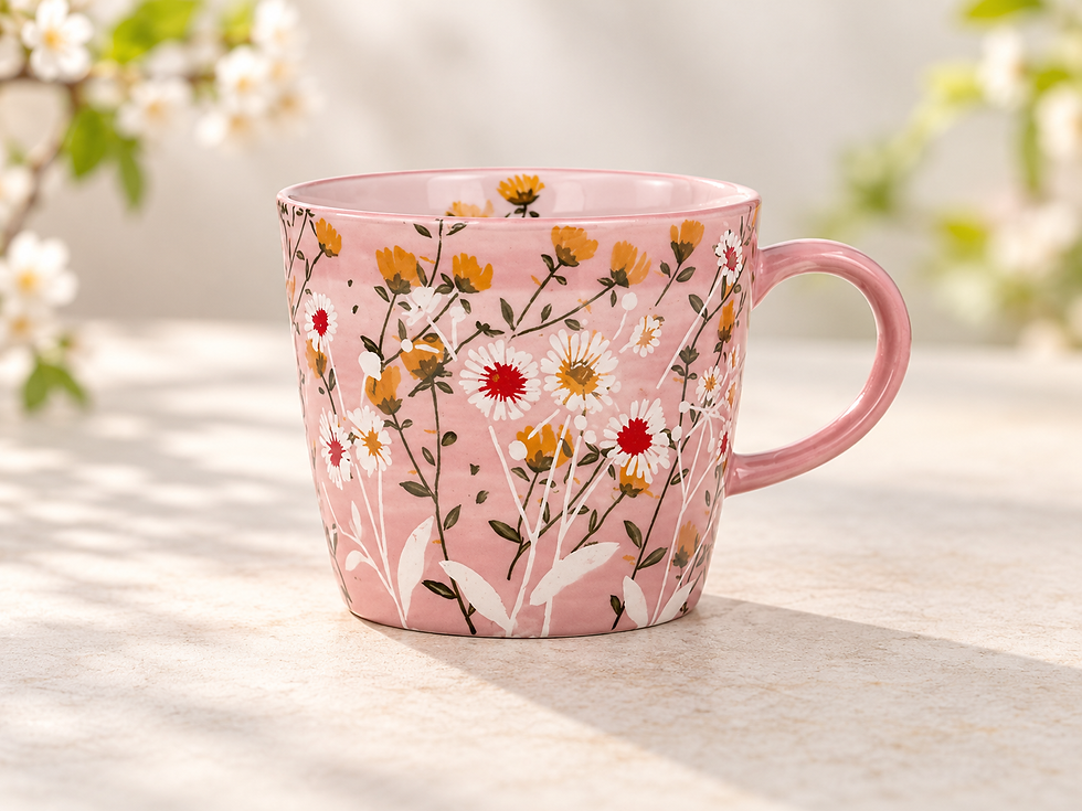 Pink Wild Daisy Stoneware Mug