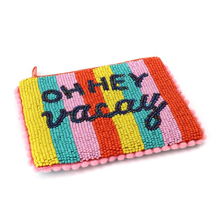 Rainbow beaded oh hey vacay purse
