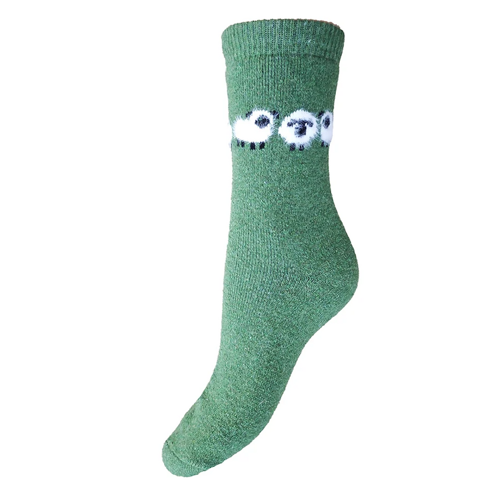 GREEN FLUFFY SHEEP SOCKS