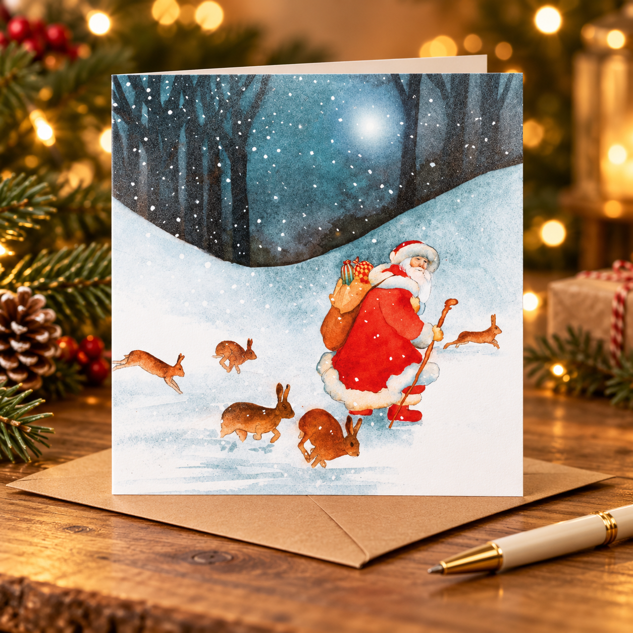FATHER CHRISTMAS AND HARES CHARITY XMAS CARDS