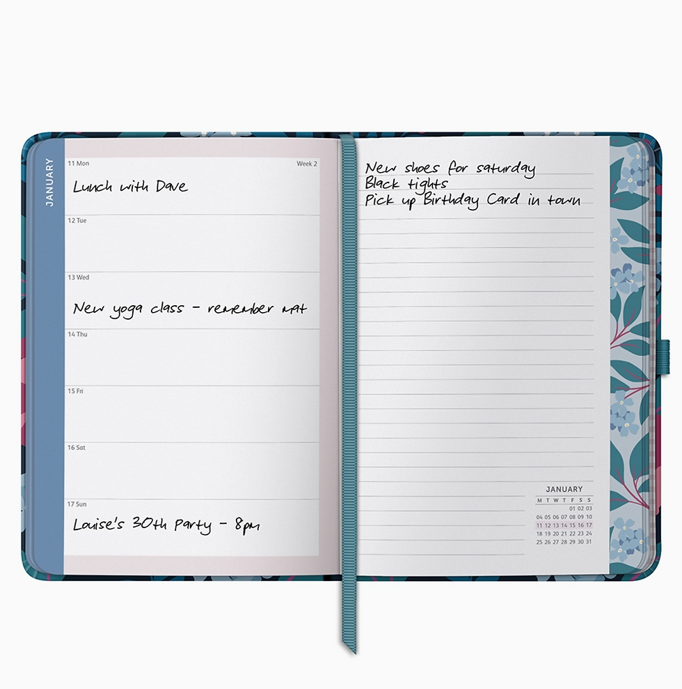 A5 To Do Diary 2027 Charcoal Floral Inside Pages