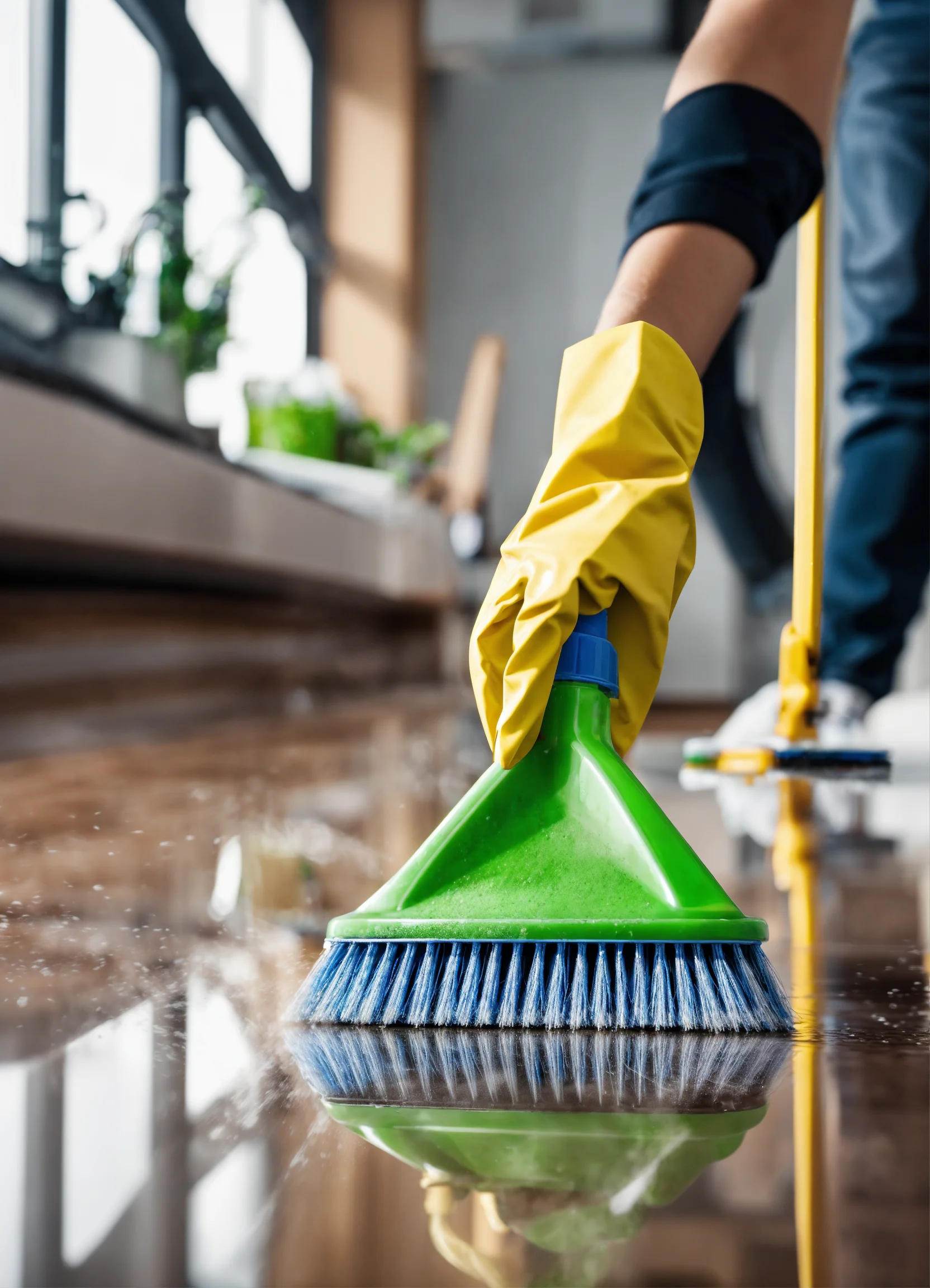 person cleaning floor