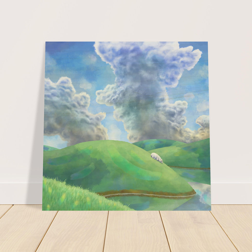 Thumbnail: Wood Print - Green pastures