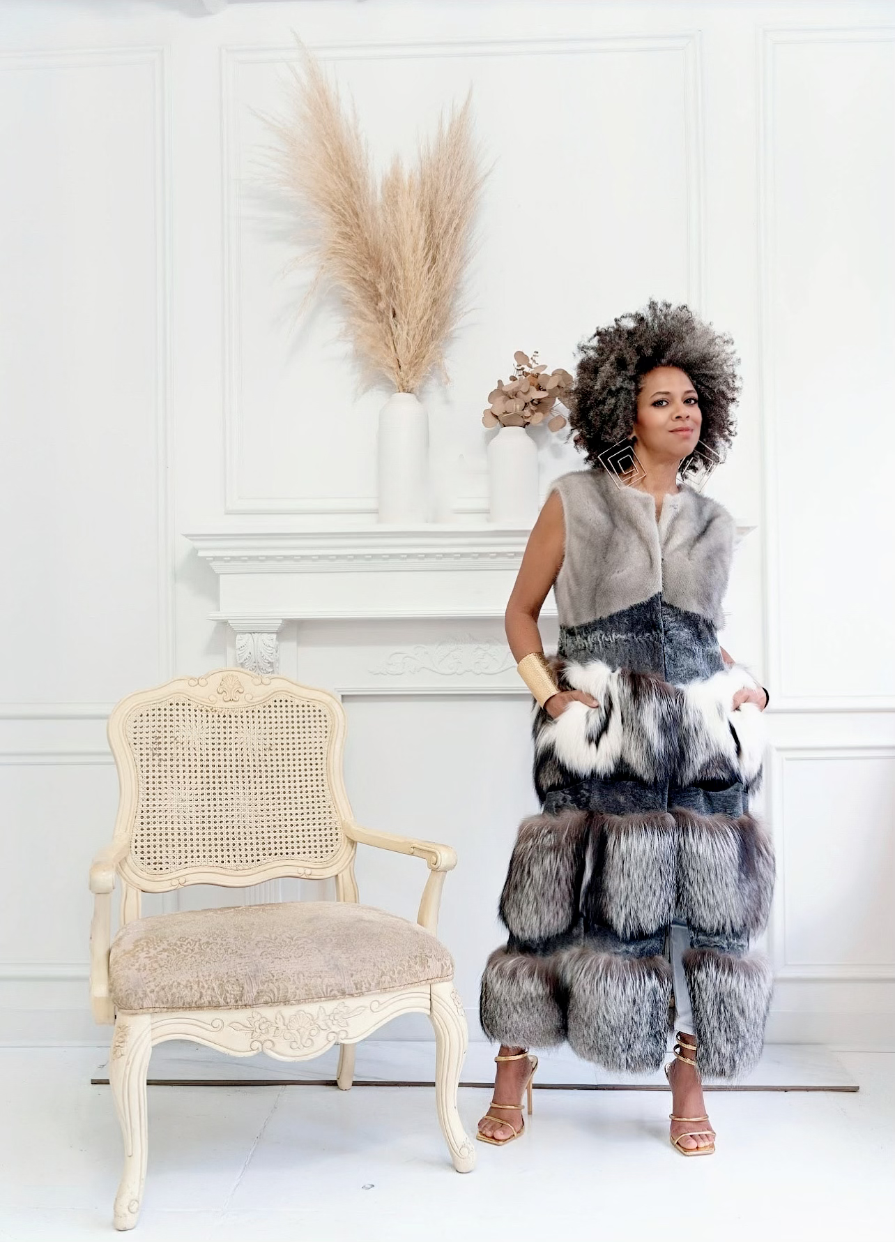 Lavish Layered Fur Vest | Silver Lining (3-4 weeks)