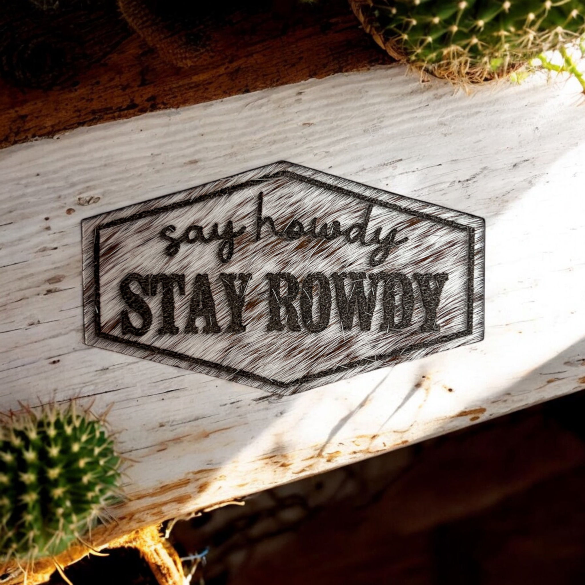 "Say Howdy" Engraved Heat Activated Hat Patches(set of 5)