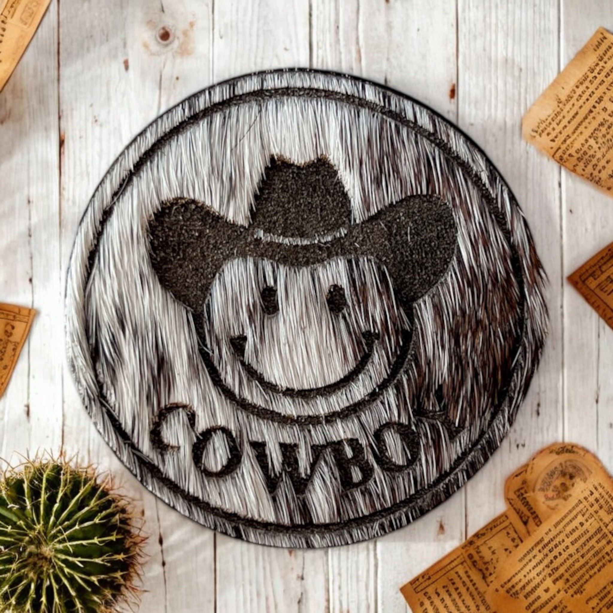 "Cowboy" Engraved Heat Activated Hat Patches(set of 5)