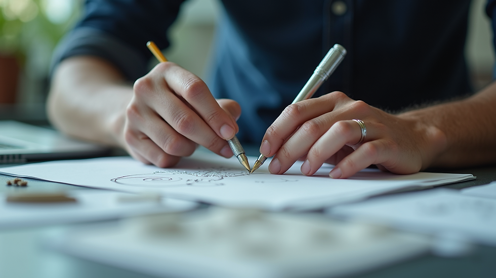 Eye-level view of a designer working on a 3D model