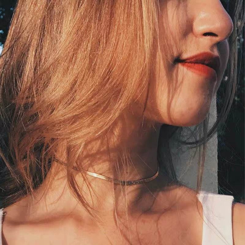 Thumbnail: Elegant women's necklace with snake chain.