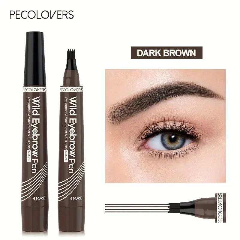 Thumbnail: 5 Colors Liquid Eyebrow Pen, Long Lasting Eyebrow Tattoo Pen, 4-splitted Head Ey