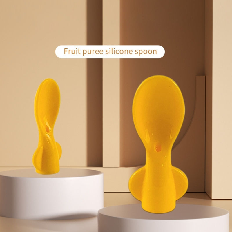 Silicone Infant Spoon for Various Squeeze Pouches Attachment Toppers Secure Spoo
