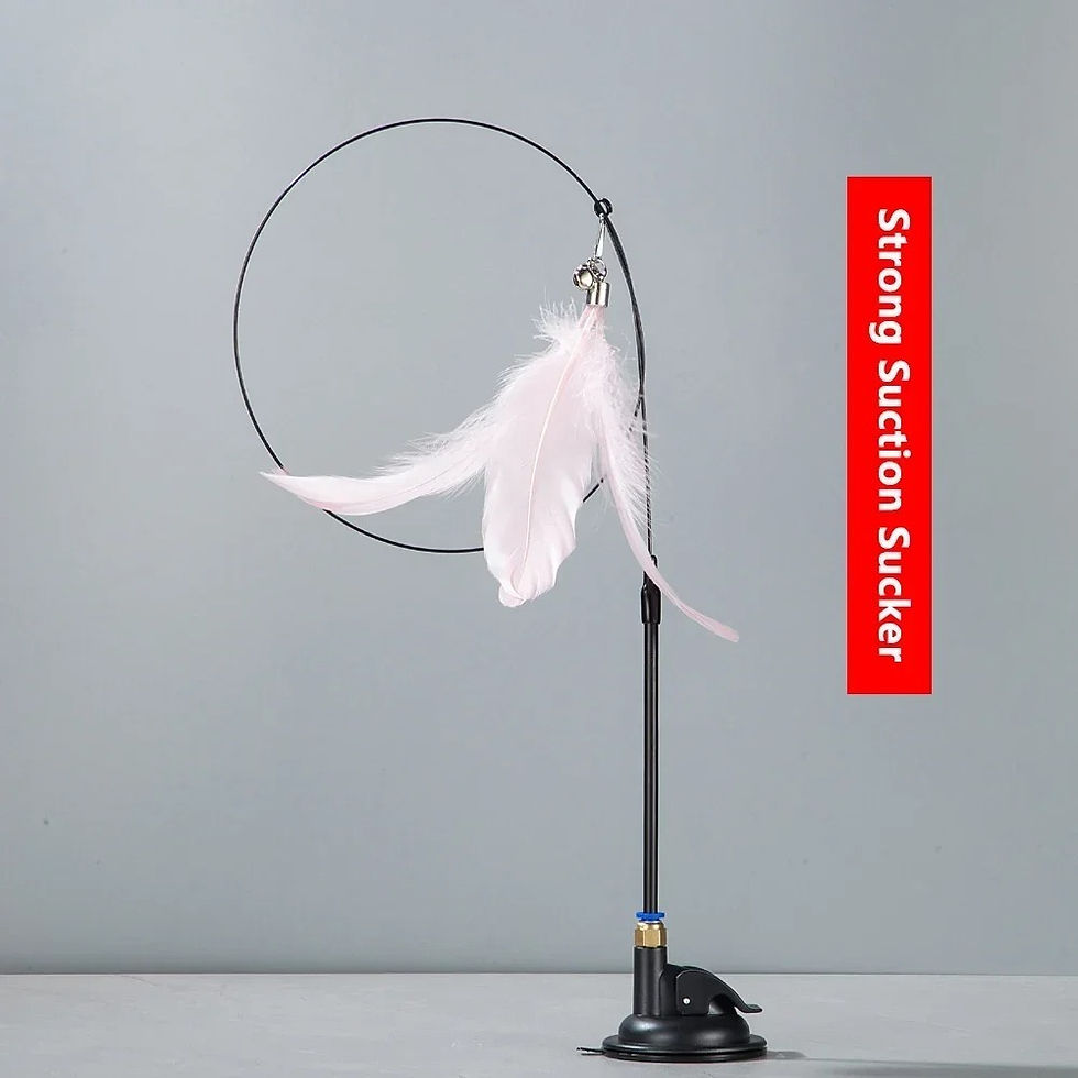 Thumbnail: Cat Teaser Toy Cat Teaser Pole With Feather Bell Extended Rod Suction Cup Durabl