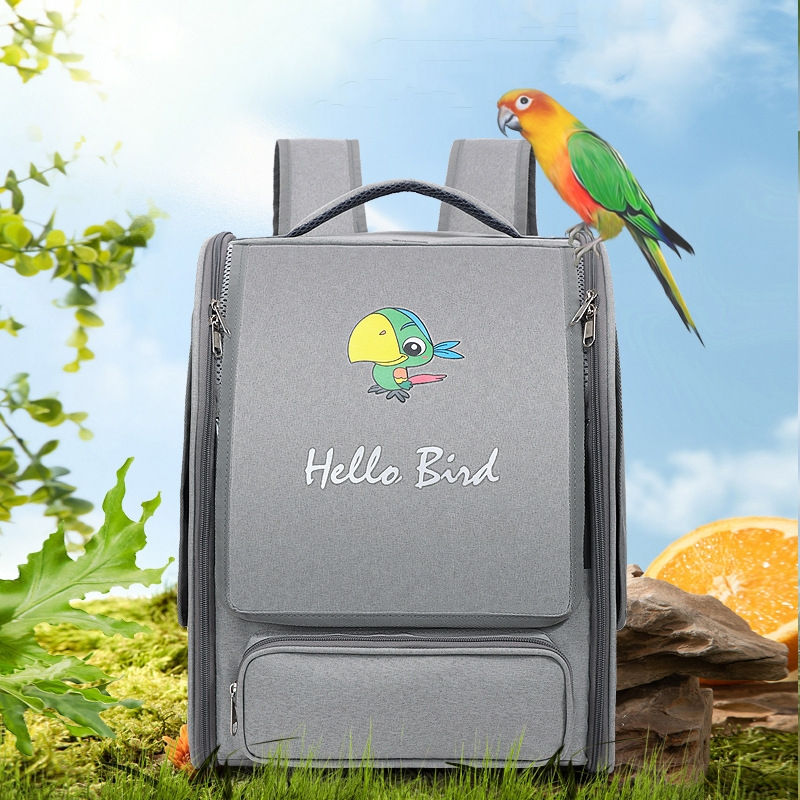 Thumbnail: Portable Bird Carrier Bird Backpack Bag with Perch and Tray for Parrots Parakeet