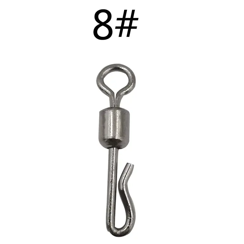 Thumbnail: OUTKIT 50pcs Fishing Swivels Rolling Swivel Interlock Snap Size 7/8/10/12 Hook L