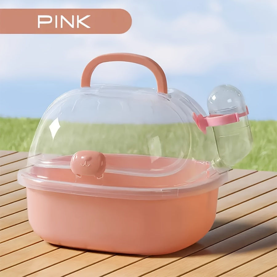 Thumbnail: Portable Transparent Hamster Cage with Water Bottle - A Breathable Travel Carrie