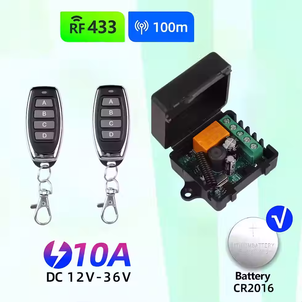 الصورة المصغرة: Universal Wireless Remote Control Switch, Relay Receiver Module, RF Transmitter,