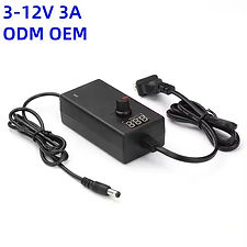 In Stock 3-12V 3A 36W Adjustable Power Adapter Digital display For mini pumps &