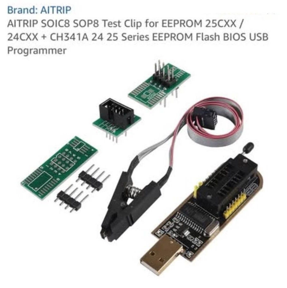 SOIC8 SOP8 Test Clip for EEPROM 25CXX/24CXX, USB BIOS CH341A Programmer + SOIC8