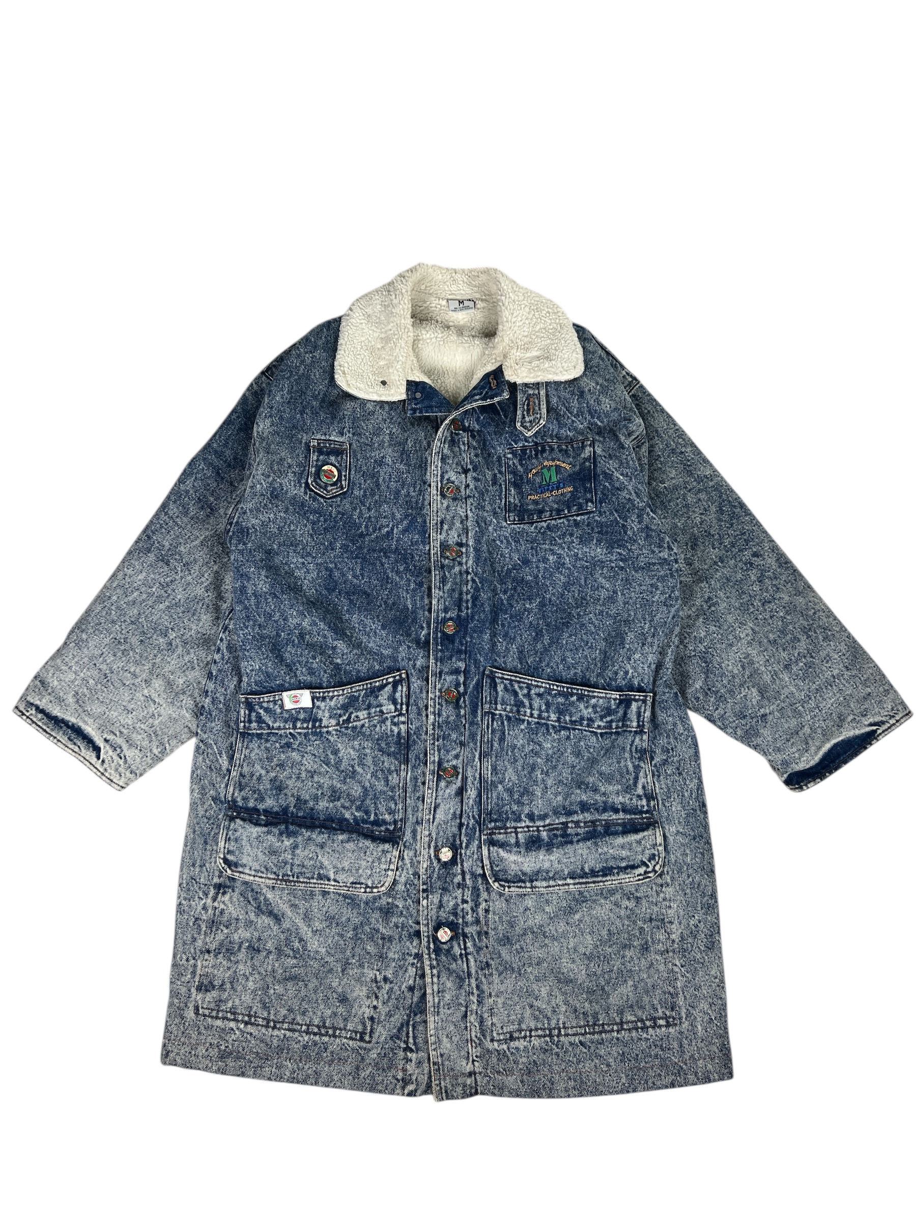 VINTAGE ACID WASH DENIM COAT 