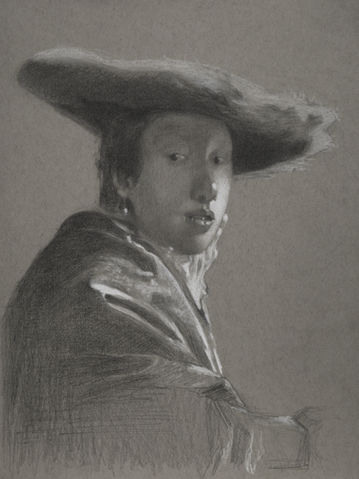 Luis Alvarez Roure. A study on Johannes Vermeer. Girl with a Red Hat