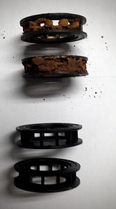 A part of a filter before and after receiving the help of a water softener supplier near Parry Sound