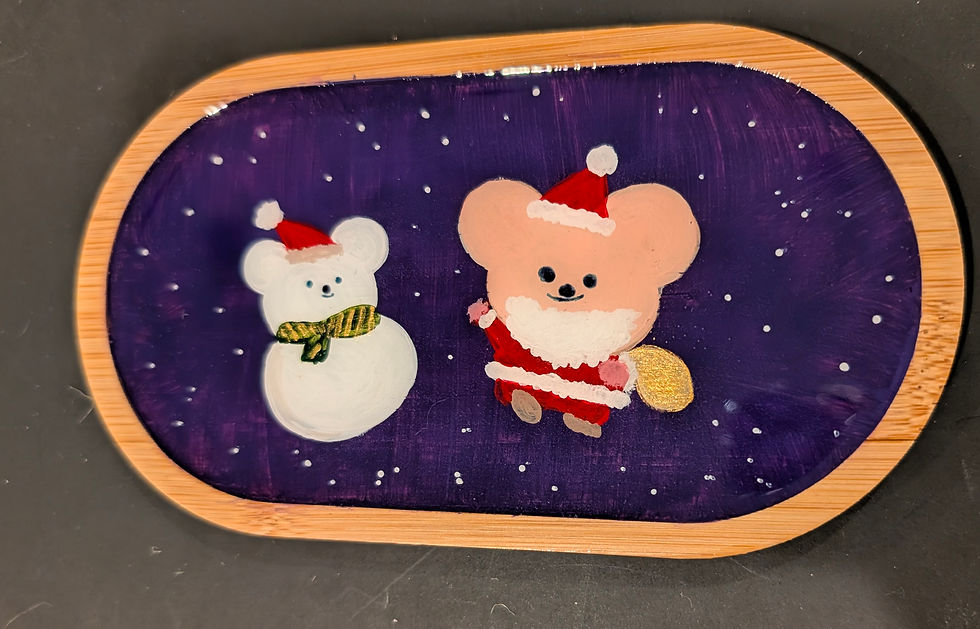 Thumbnail: Hand-painted holiday ornament - Cute Santa