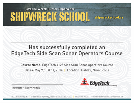 Shipwreck School certificate.