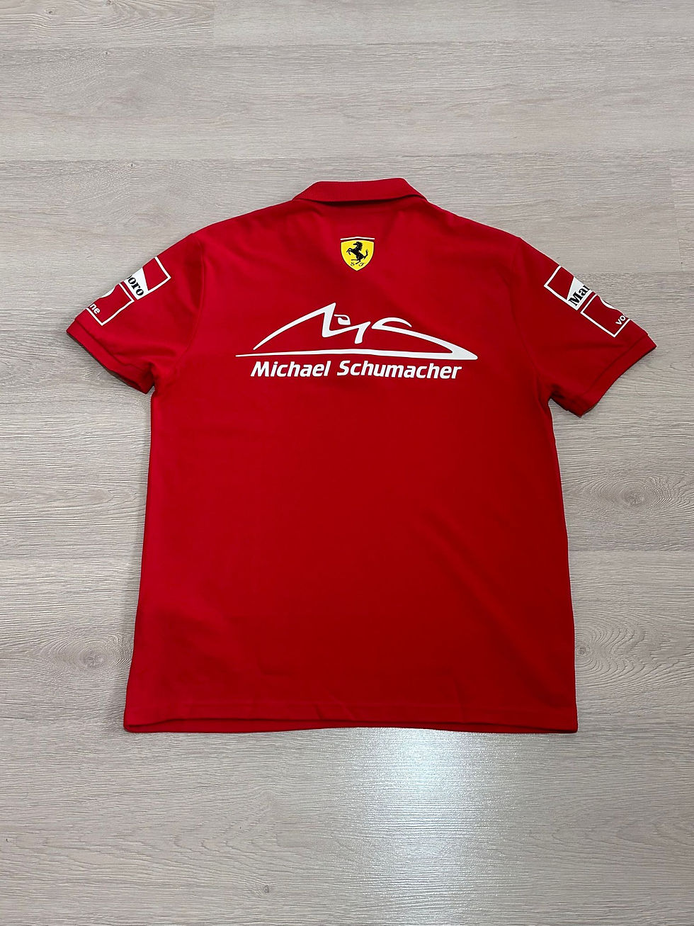 Küçük resim: Michael Schumacher x Scuderia Ferrari F1 Team Polo Shirt