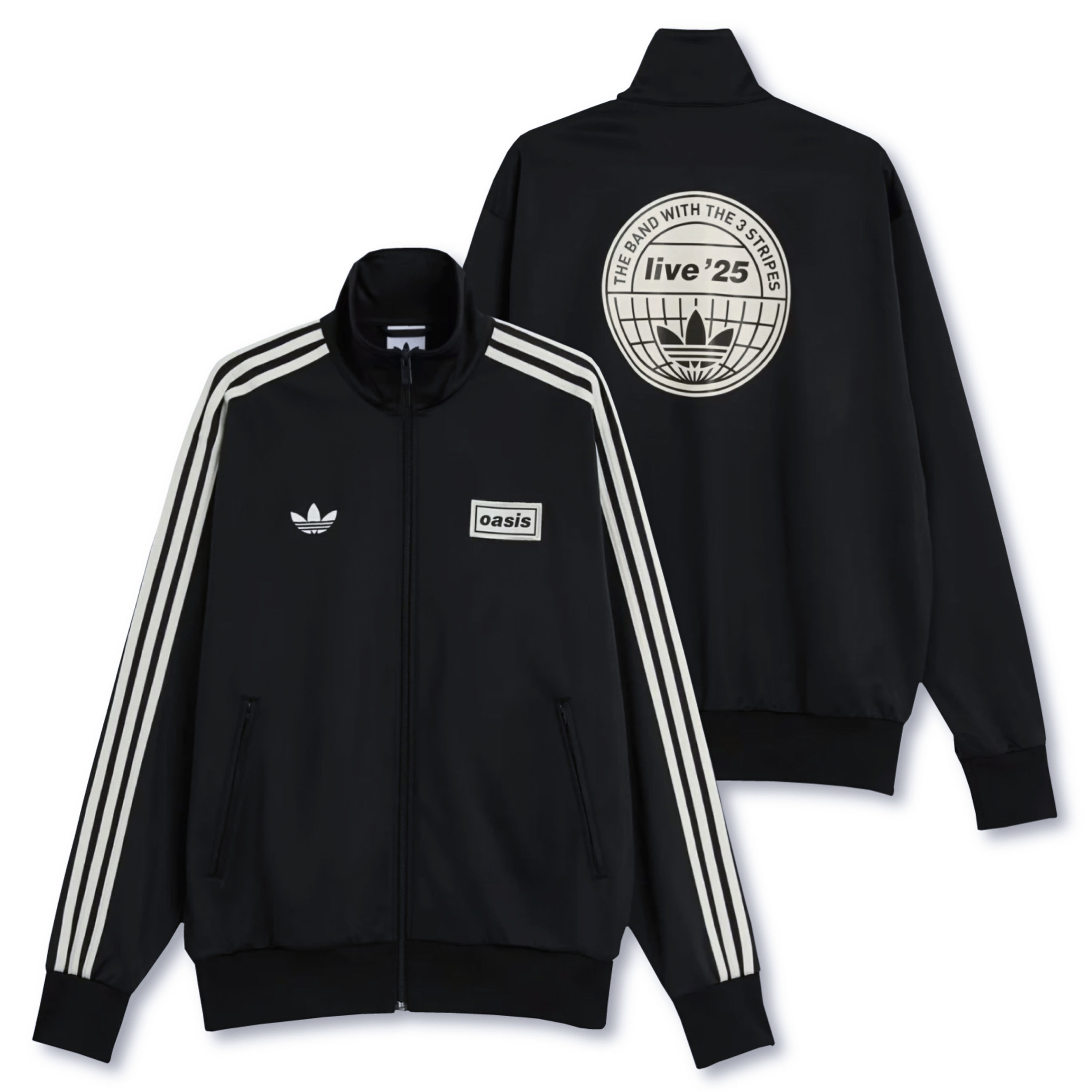 Oasis Tour Jacquard Live '25 Siyah Fermuarlı Sweatshirt
