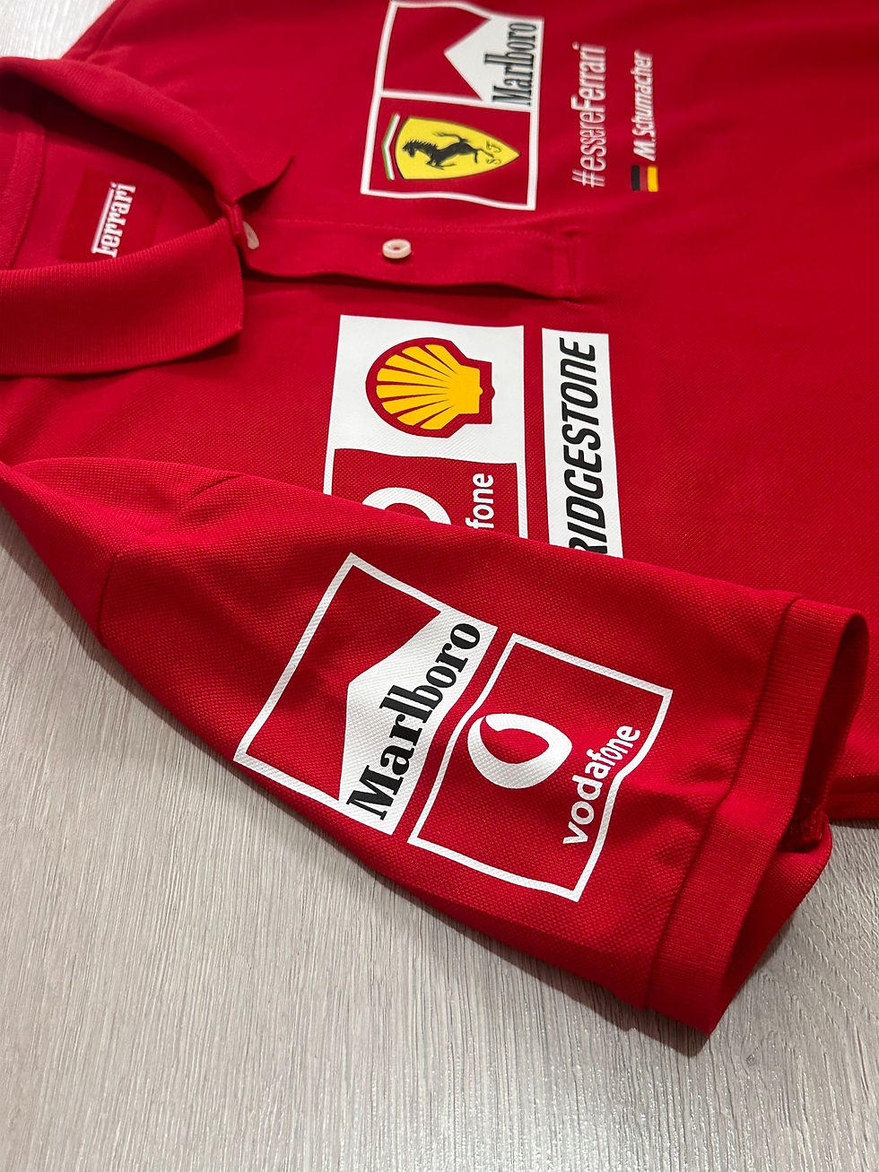 Küçük resim: Michael Schumacher x Scuderia Ferrari F1 Team Polo Shirt