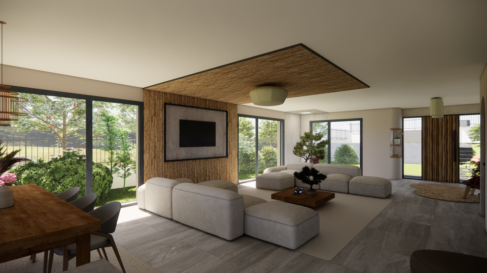 Salon ambiance cosy, japonais et bois