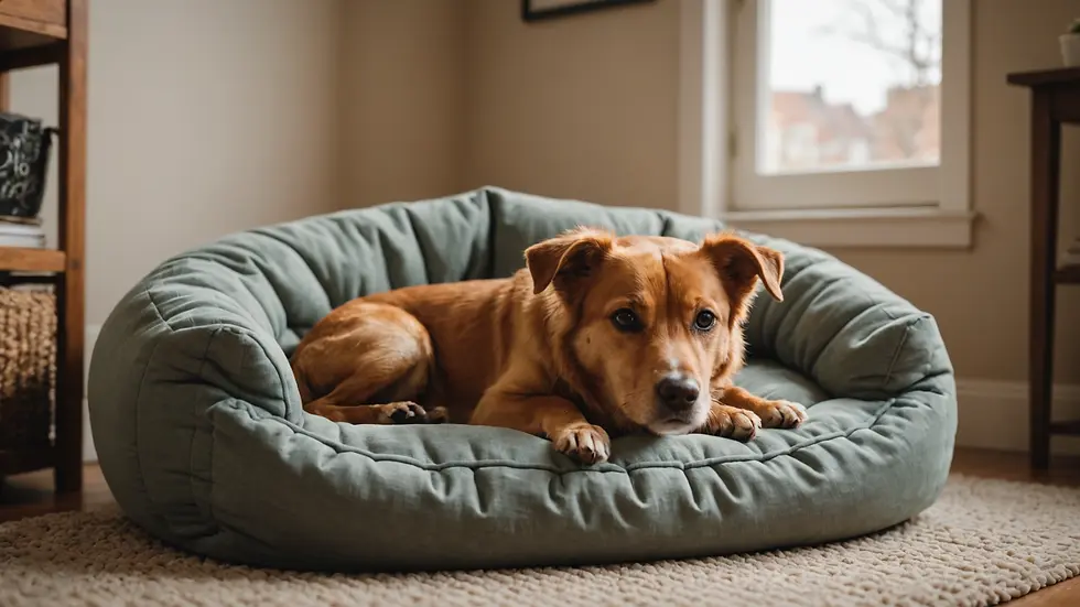 Eye-level view of a cozy dog bed tucked in a quiet nook