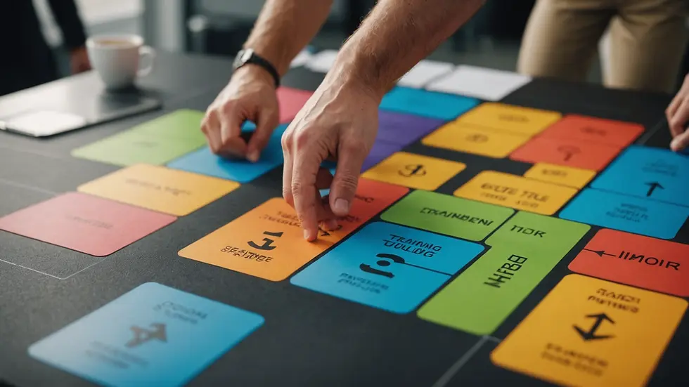 Close-up view of a colorful training scenario poster