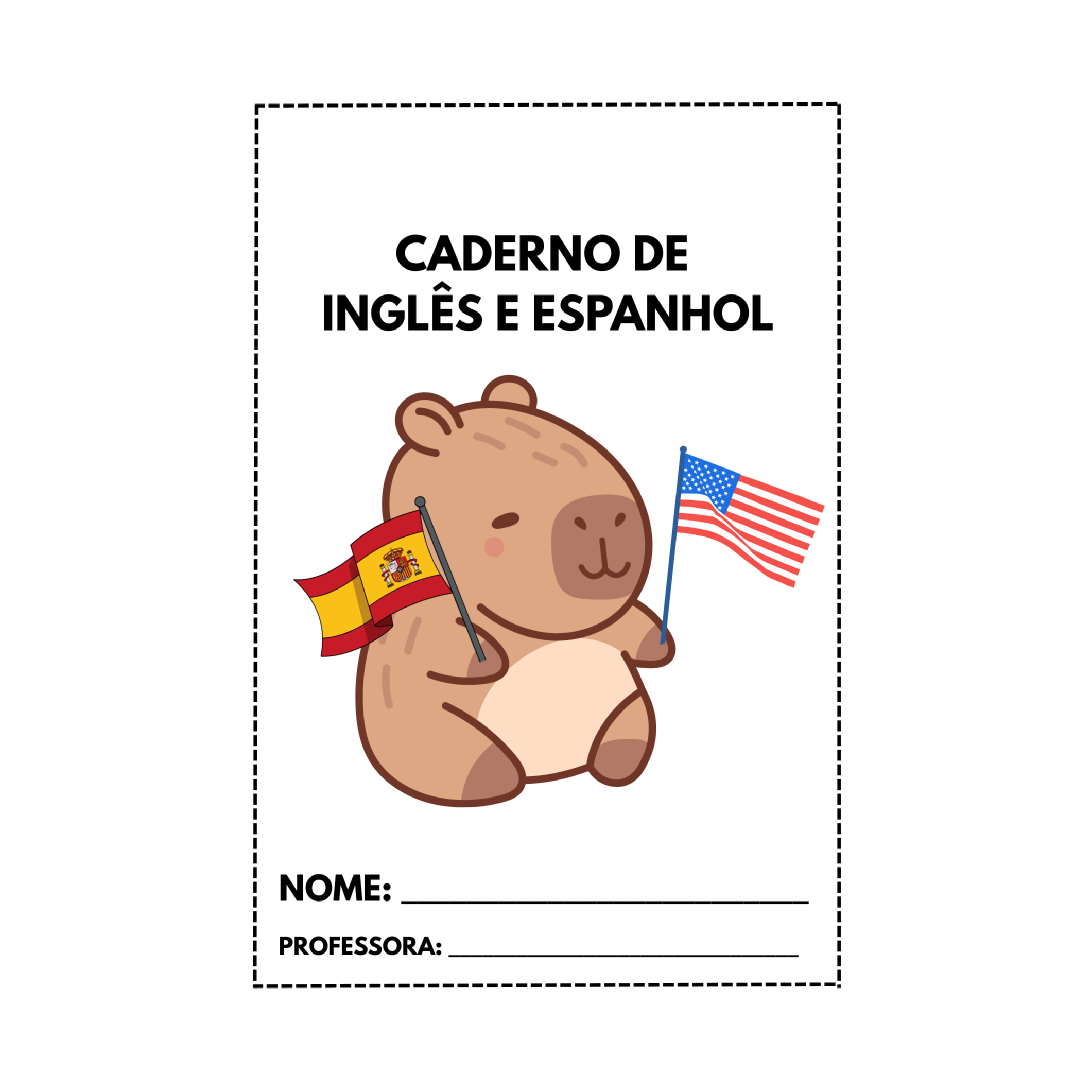 Capa de caderno Brochura personalizado capivara