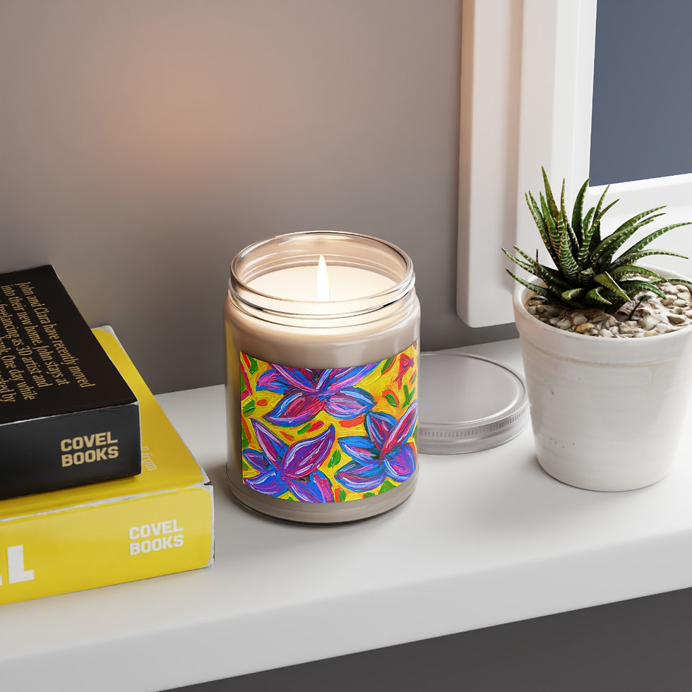 Thumbnail: Vibrant Flower Soy Candles with White Lid, 9oz