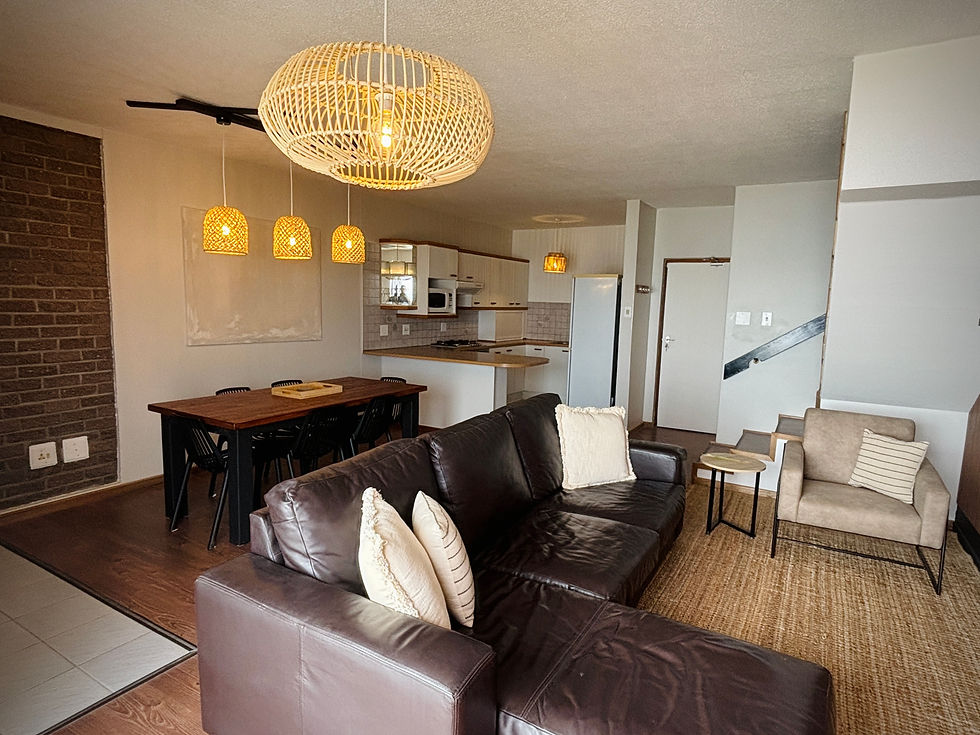 Living area and kitchen