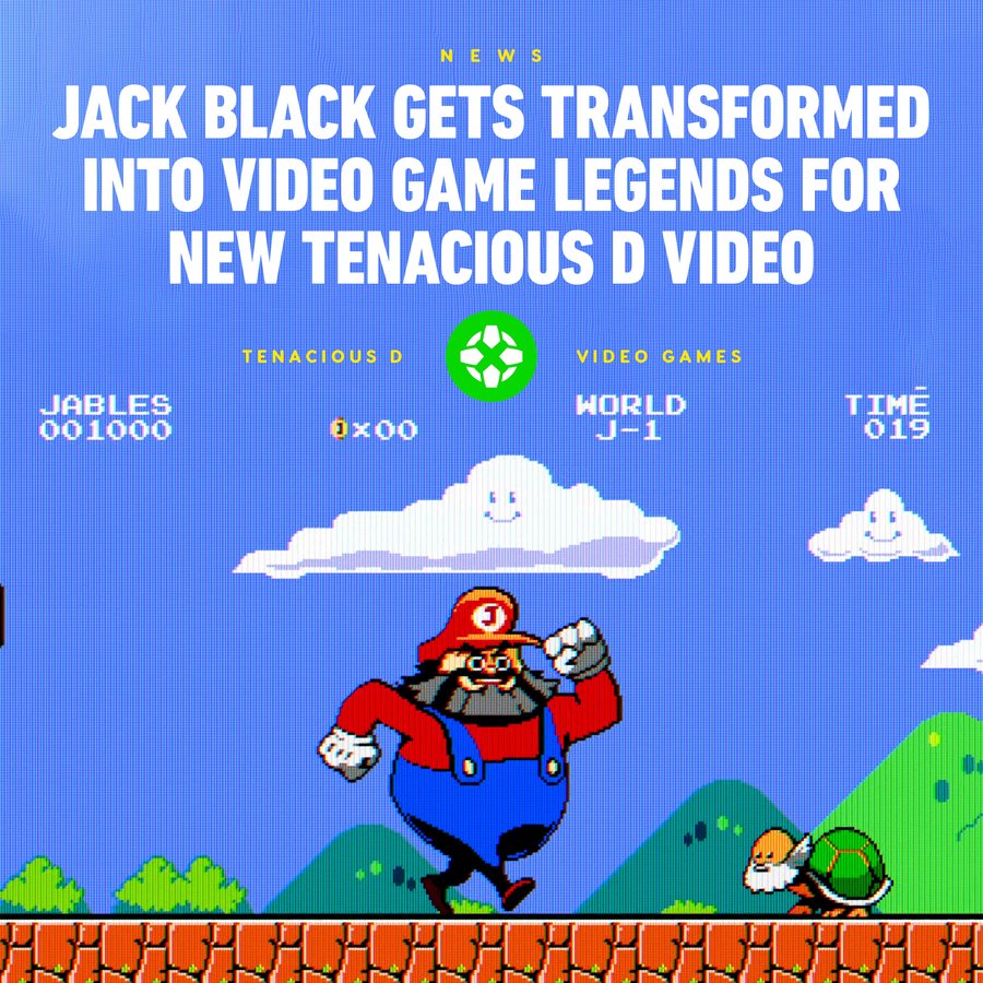 IGN news card: Jack Black gets transformed into video game legends for new Tenacious D video