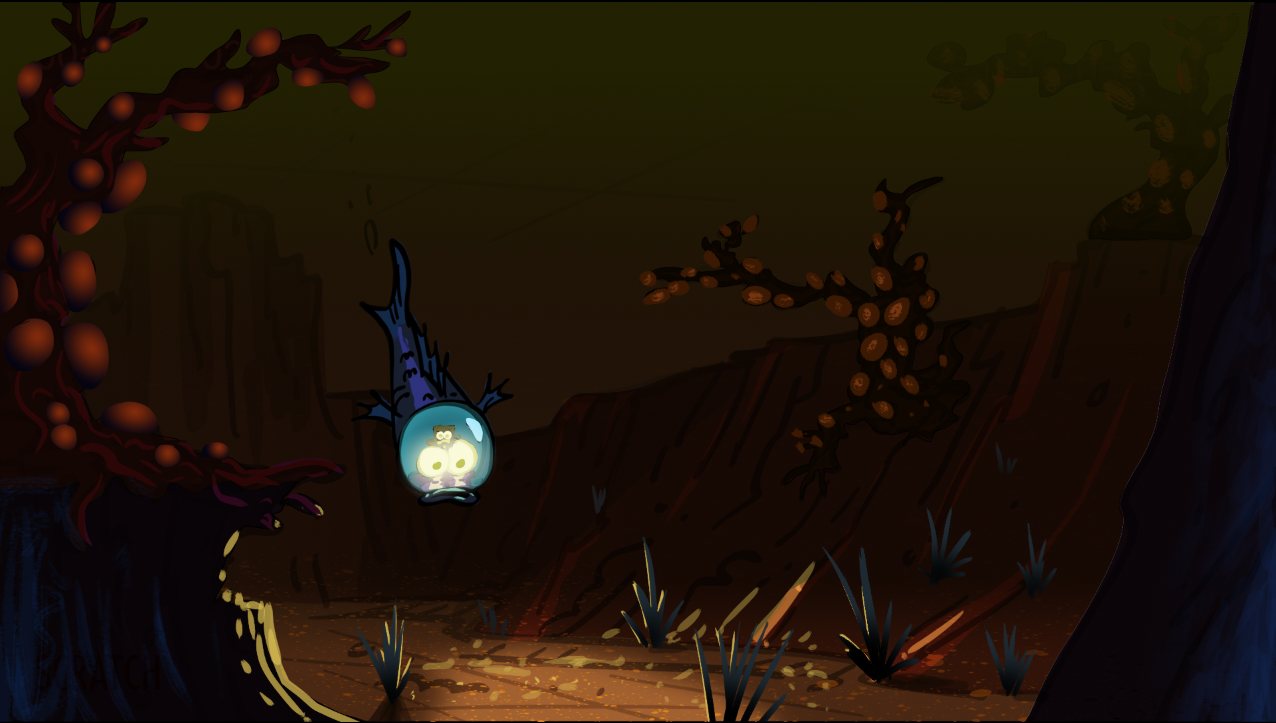 Color key: SpongeBob trapped in the glass head of a barreleye fish
