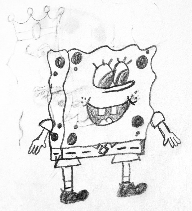 Childhood pencil drawing of SpongeBob