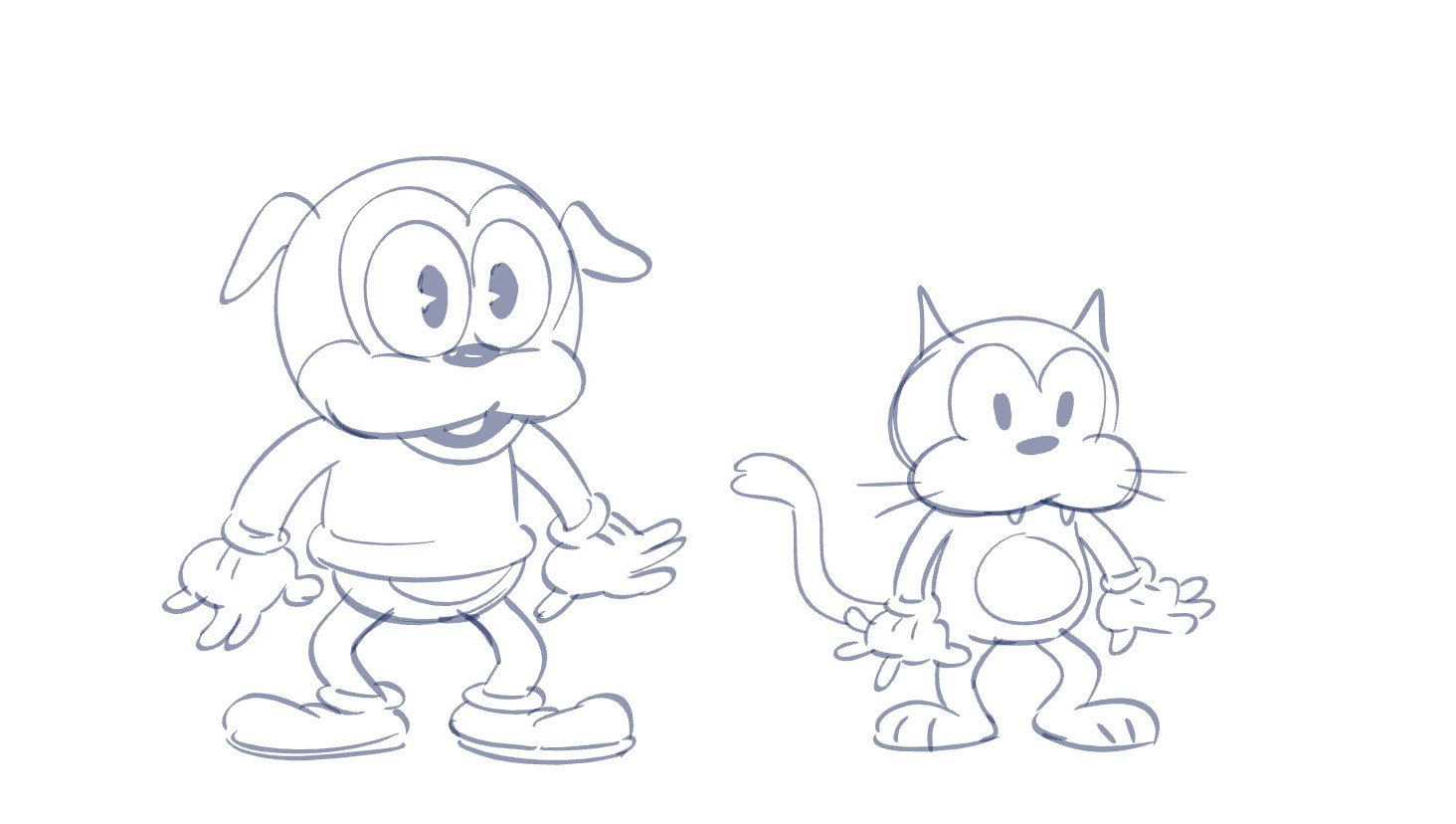 A floppy-eared dog in a sweater and a whiskered cat