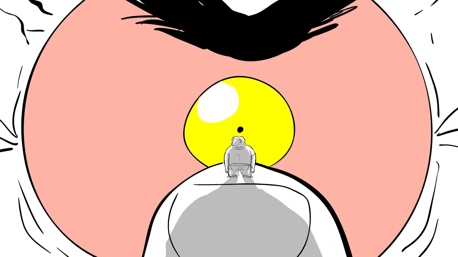 Board: Paddy stands on the king’s nose before his giant glowing eye