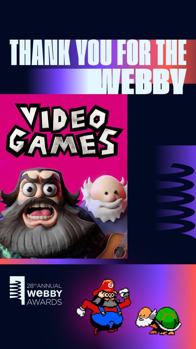 28th Annual Webby Awards graphic with Video Games artwork