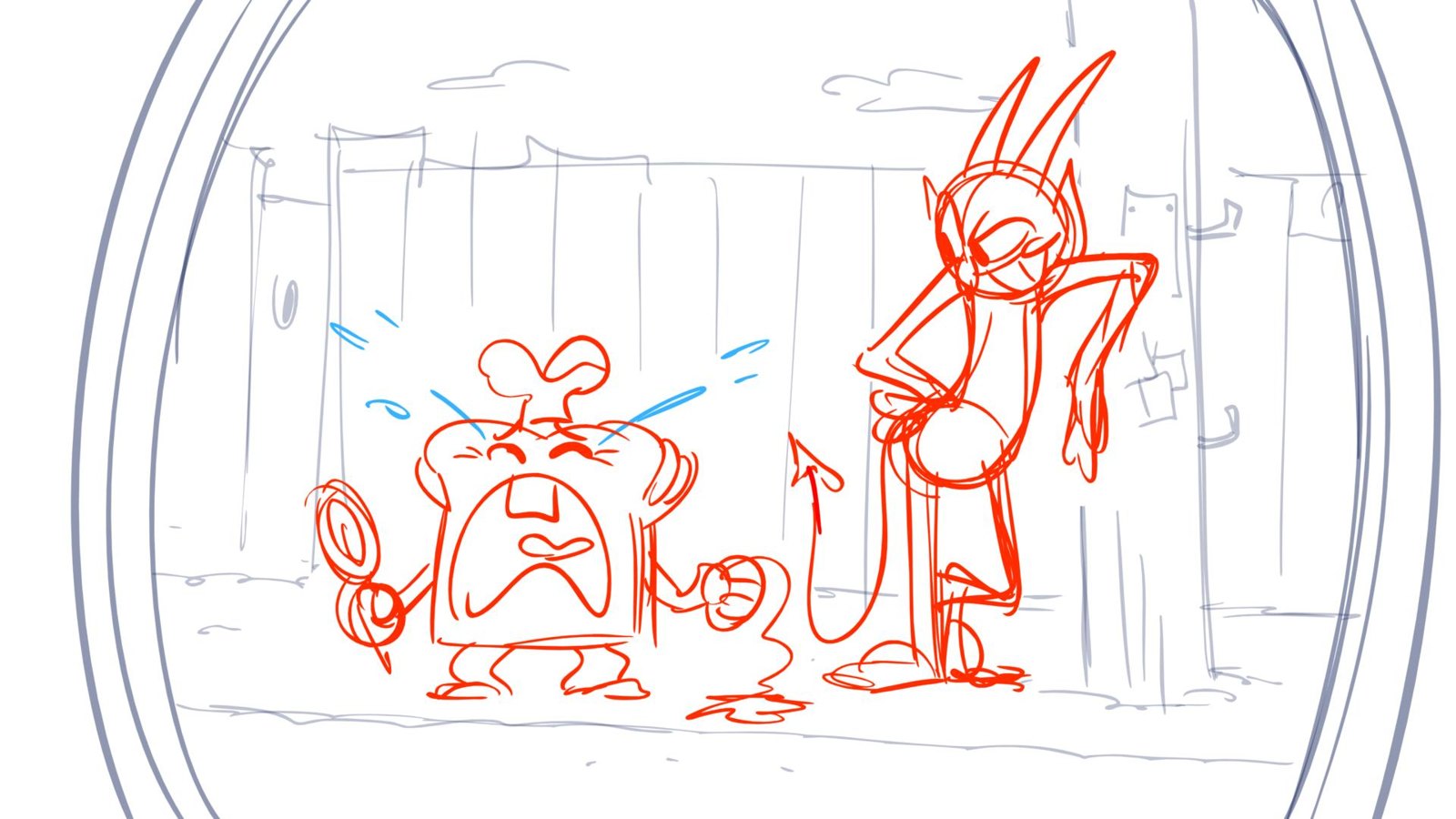 Through a lens: a crying piece of toast and a smug Devil by a fence
