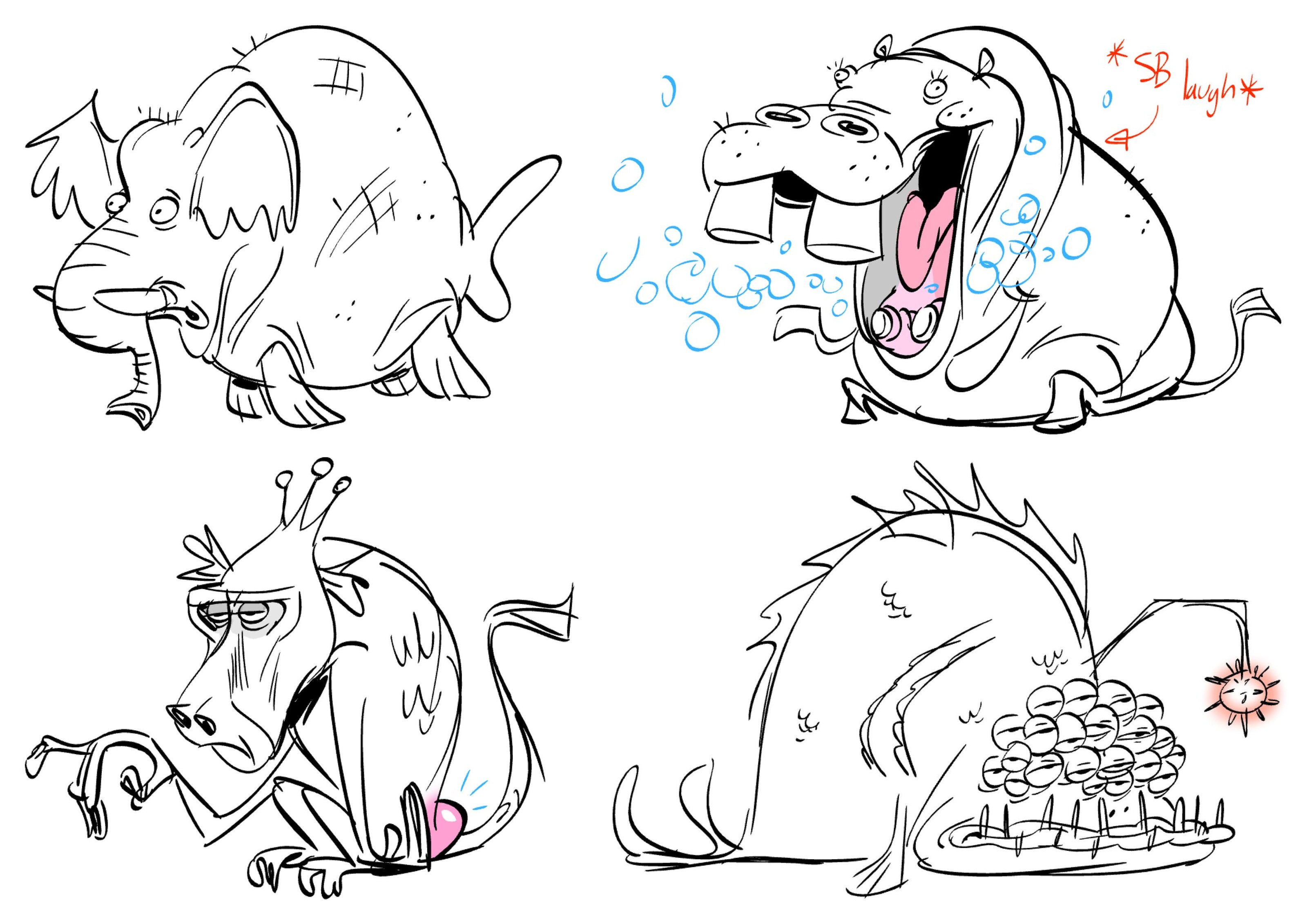 Who R Zoo designs: sea elephant, sea hippo, sea baboon and anglerfish
