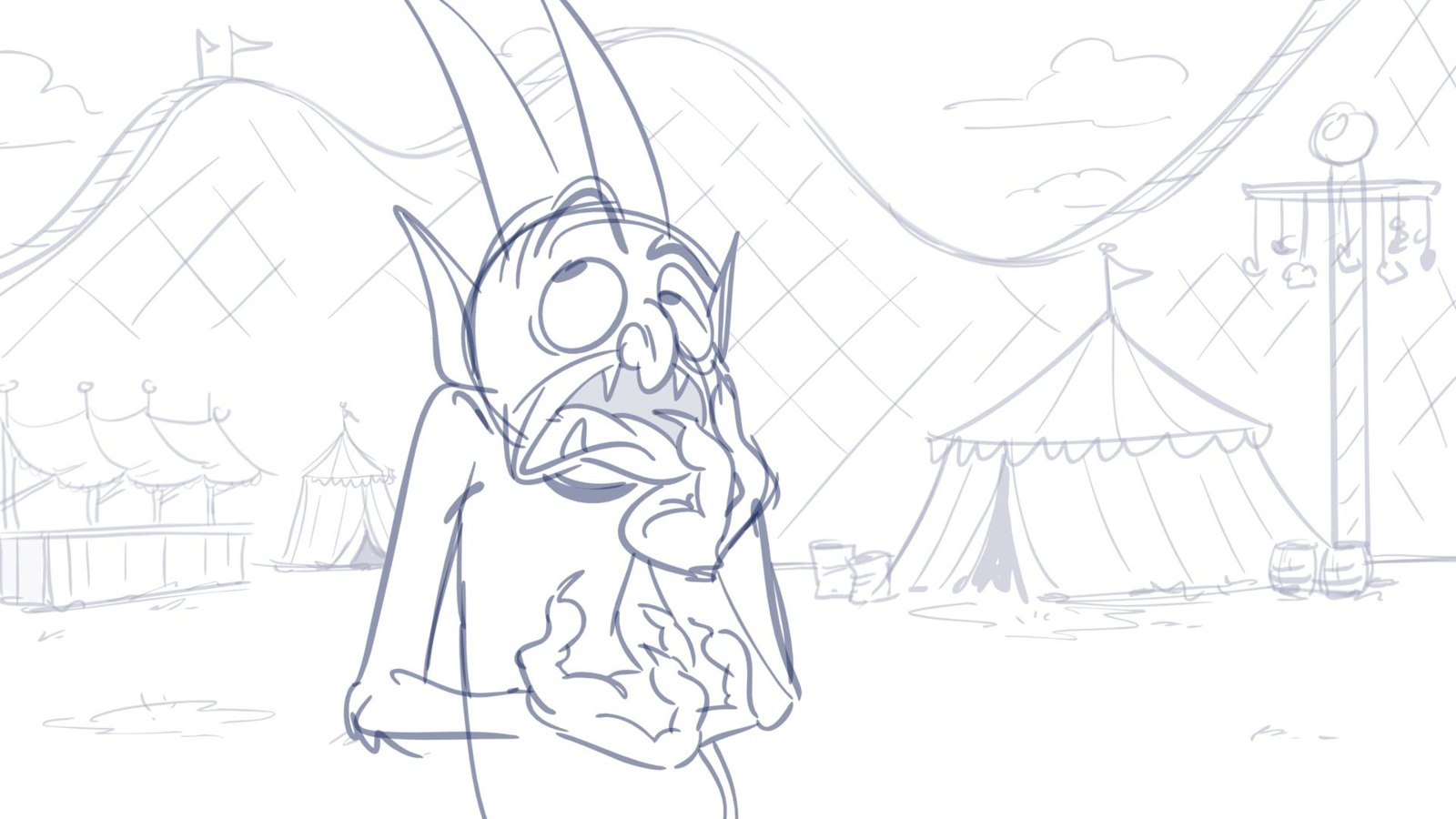 The Devil gasps, clutching his chest