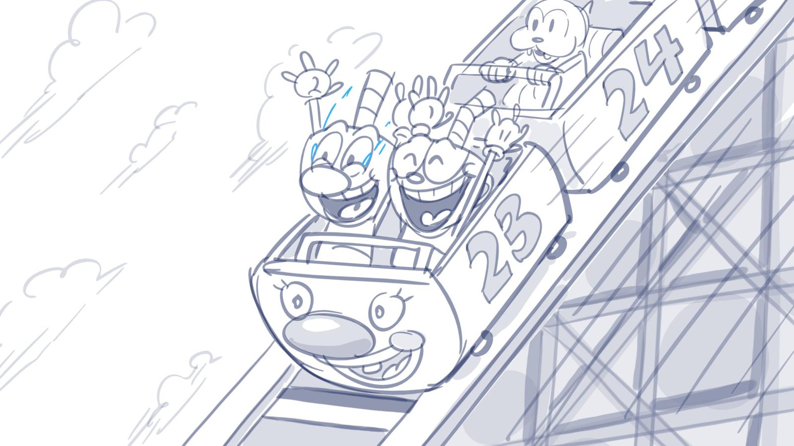 The brothers scream with joy riding roller coaster car 23