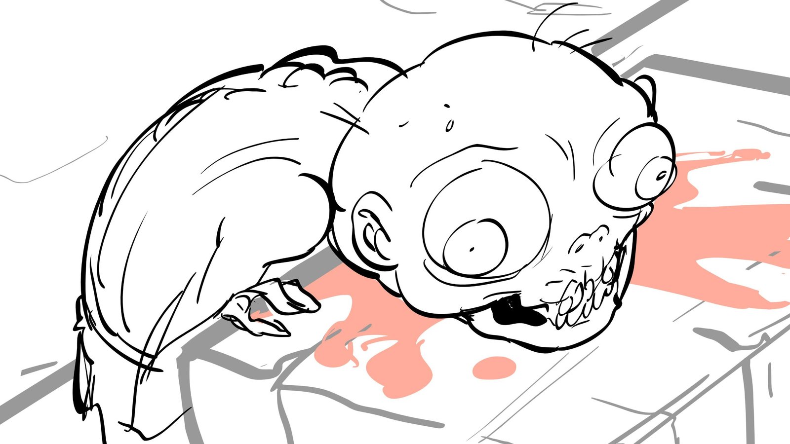 Board: a pudgy figure doubled over in shock, eyes popping