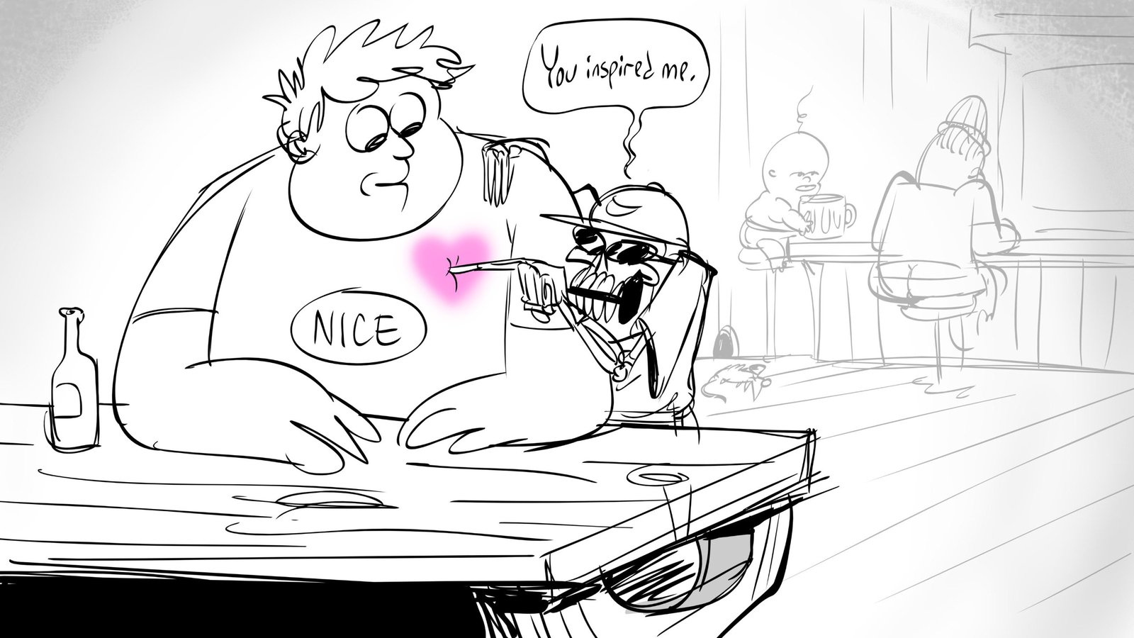 Board: at the bar, the reaper tells Paddy, “You inspired me.”
