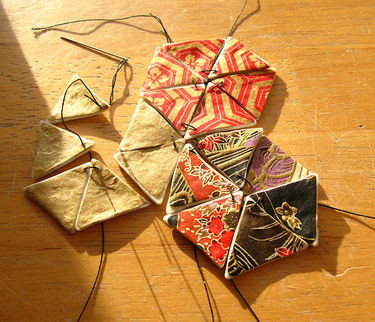 japanese paper covered hexagon quilt shapes