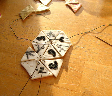 stitched tigether porcelain hexagons by helen Edwards