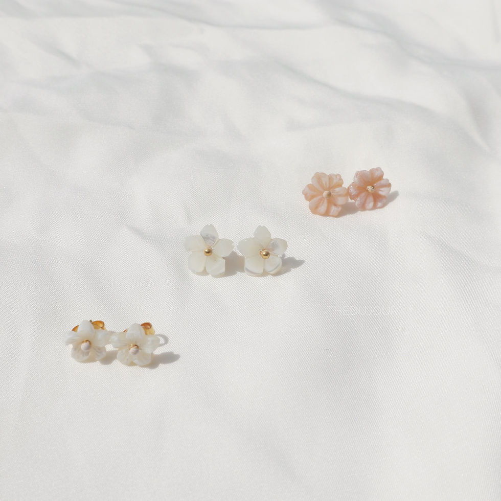 Thumbnail: Flower Shaped Natural Mother of Pearl Shell Earrings